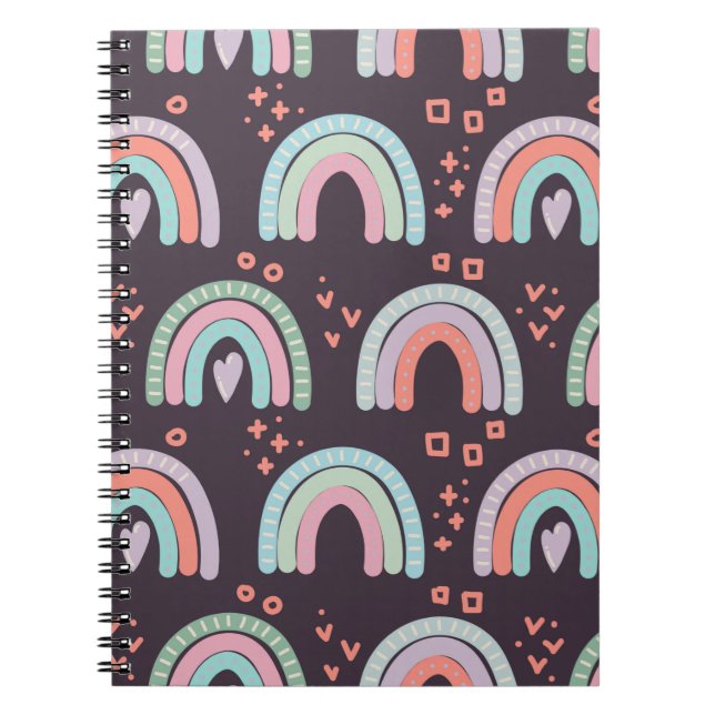  seamless pattern with rainbows and raindrops clip notebook (Front)