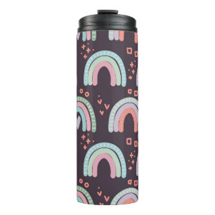 seamless pattern with rainbows and raindrops clip thermal tumbler