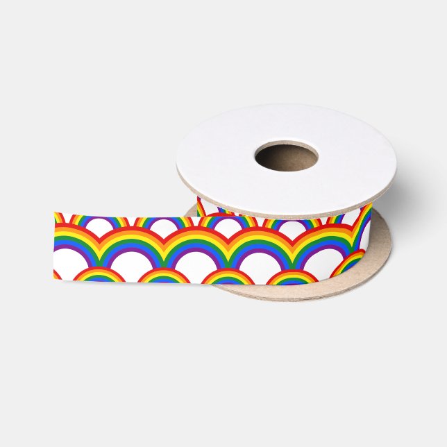 Seamless pattern with rainbows ribbon satin ribbon (Spool)