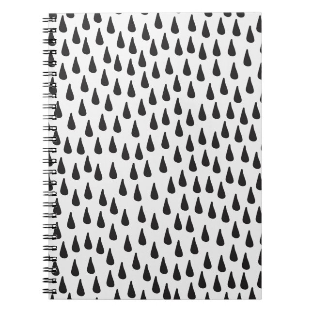Seamless pattern with raindrops in black on cream  notebook (Front)