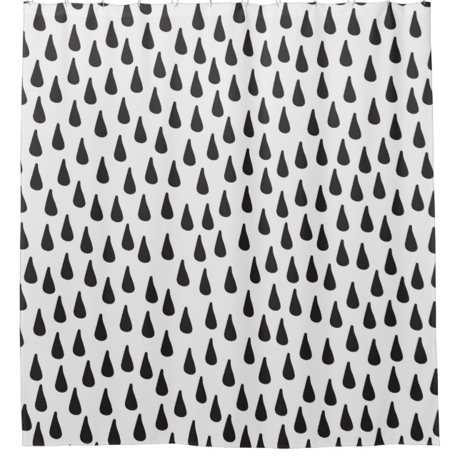 Seamless pattern with raindrops in black on cream  shower curtain (Front)