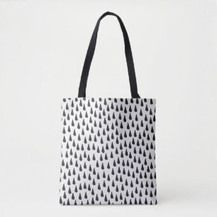 Seamless pattern with raindrops in black on cream tote bag