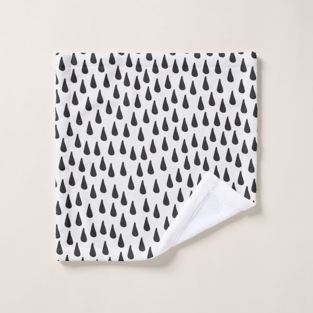 Seamless pattern with raindrops in black on cream  wash cloth (Wash Cloth)