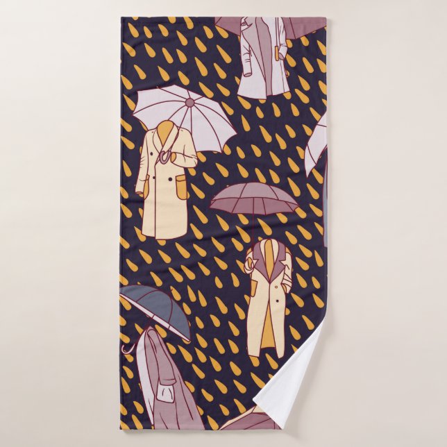 Seamless pattern with rainy weather. Invisible peo Bath Towel (Bath Towel)