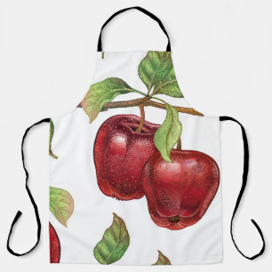 Seamless pattern with red apples. Realistic vintag Apron