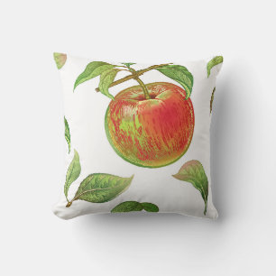 Seamless pattern with red apples. Realistic vintag Cushion