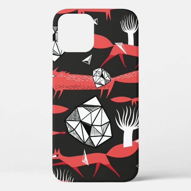 Seamless pattern with red foxes on a dark backgrou Case-Mate iPhone case (Back)