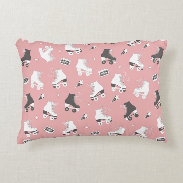 Seamless pattern with roller skates and cassette t decorative cushion (Front)