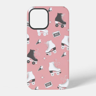 Seamless pattern with roller skates and cassette t iPhone 12 case