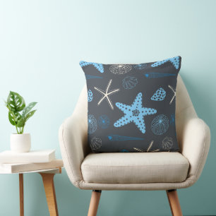 Seamless pattern with sea shells cushion