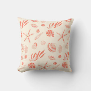 Seamless pattern with sea shells cushion
