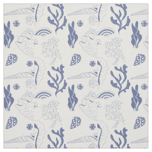 Seamless pattern with sea shells fabric