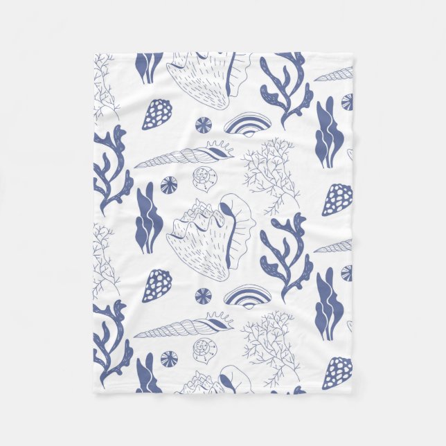 Seamless pattern with sea shells fleece blanket (Front)