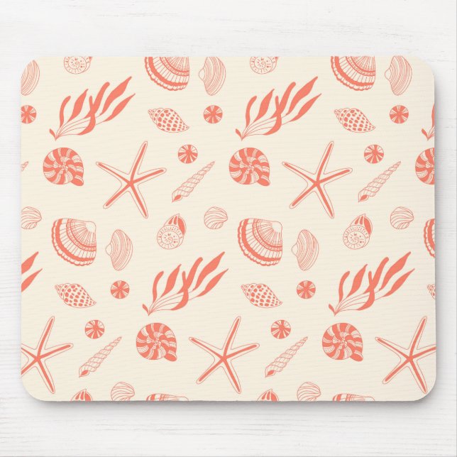 Seamless pattern with sea shells mouse pad (Front)