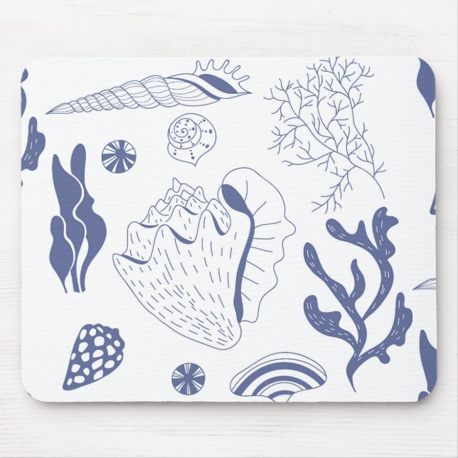 Seamless pattern with sea shells mouse pad (Front)