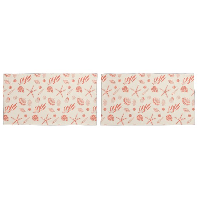 Seamless pattern with sea shells pillowcase (Front-Set)