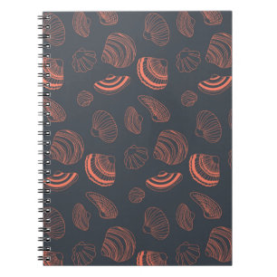 Seamless pattern with sea shells spiral notebook
