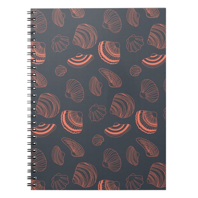 Seamless pattern with sea shells spiral notebook (Front)