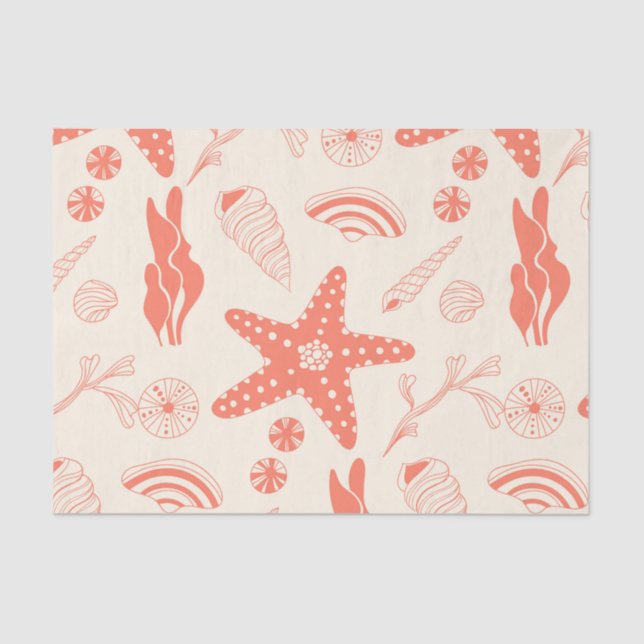 Seamless pattern with sea shells tissue paper (Front)