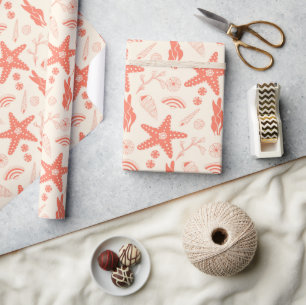Seamless pattern with sea shells wrapping paper