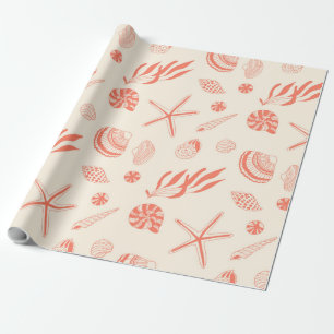 Seamless pattern with sea shells wrapping paper
