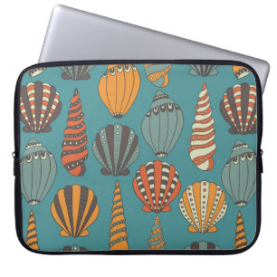 Seamless pattern with seashells, hand drawn icons  laptop sleeve