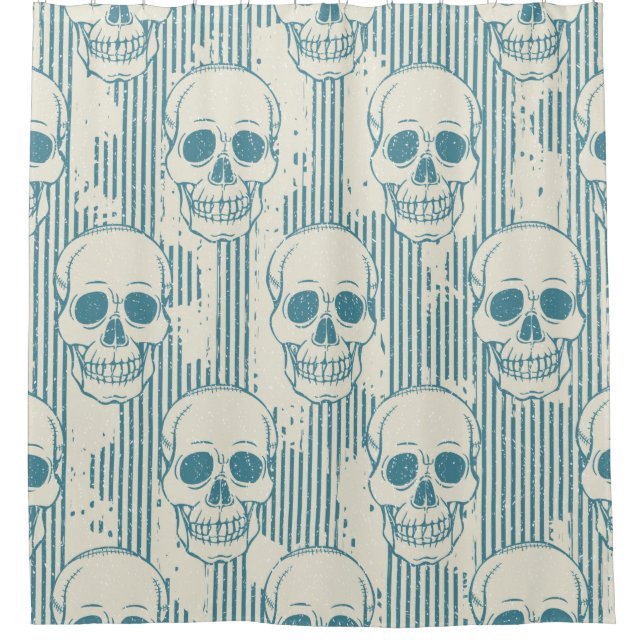 Seamless pattern with skull. Freehand drawing Shower Curtain (Front)