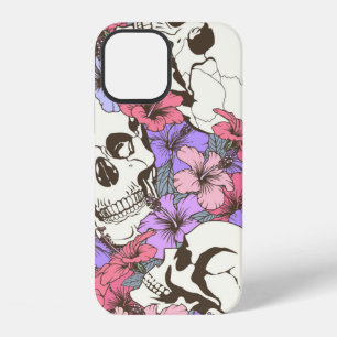 Seamless pattern with skulls fnd flowers iPhone 12 case