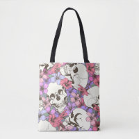 Seamless pattern with skulls fnd flowers