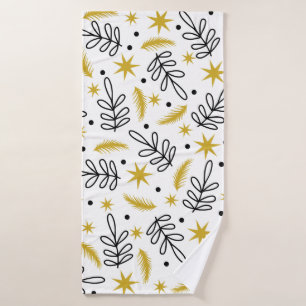 Seamless pattern with snowflakes and fir branches. bath towel