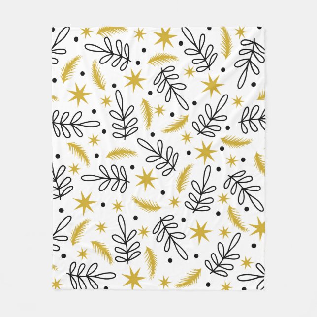 Seamless pattern with snowflakes and fir branches. fleece blanket (Front)
