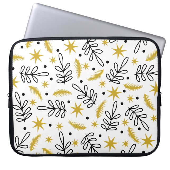 Seamless pattern with snowflakes and fir branches. laptop sleeve (Front)