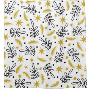 Seamless pattern with snowflakes and fir branches. shower curtain