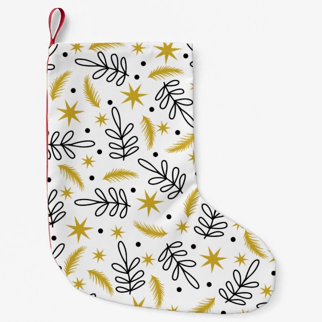 Seamless pattern with snowflakes and fir branches. small christmas stocking (Front)