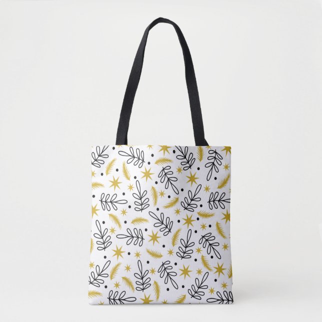 Seamless pattern with snowflakes and fir branches. tote bag (Front)