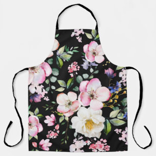 Seamless pattern with spring flowers and leaves. H Apron