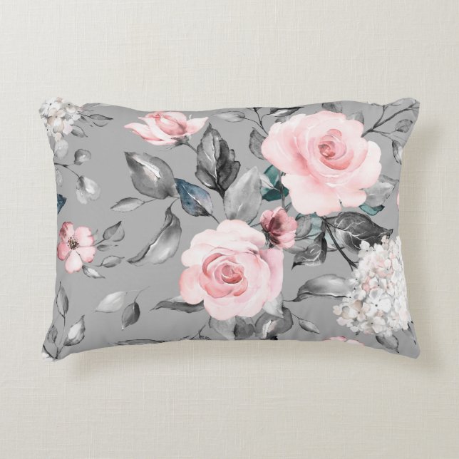 Seamless pattern with spring flowers and leaves. H Decorative Cushion (Front)
