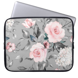 Seamless pattern with spring flowers and leaves. H Laptop Sleeve