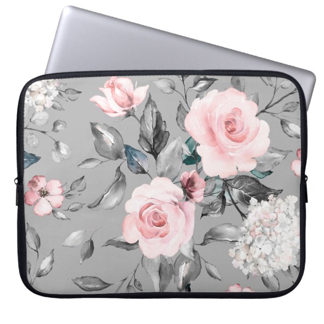 Seamless pattern with spring flowers and leaves. H Laptop Sleeve (Front)