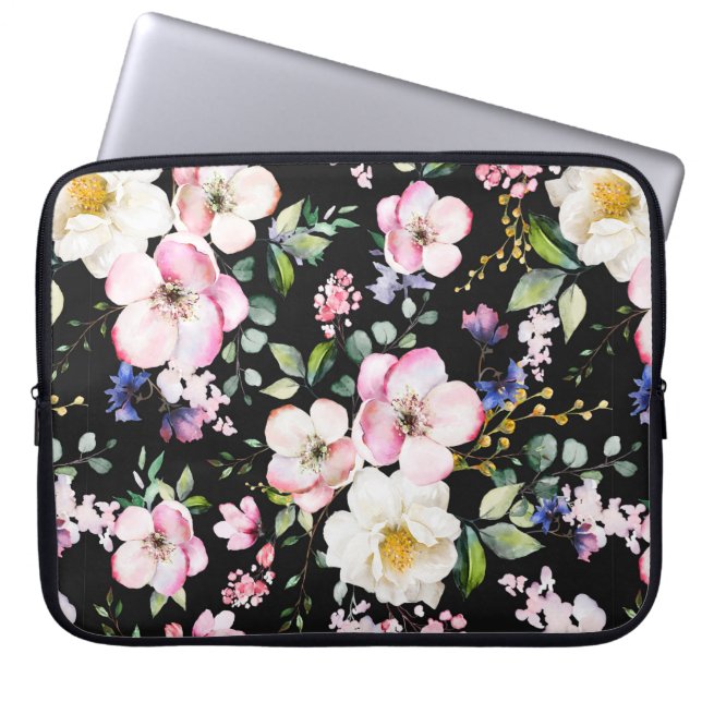 Seamless pattern with spring flowers and leaves. H Laptop Sleeve (Front)