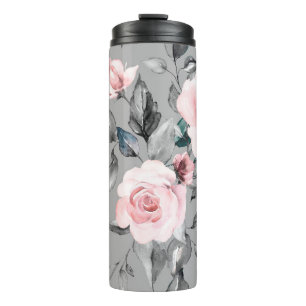 Seamless pattern with spring flowers and leaves. H Thermal Tumbler