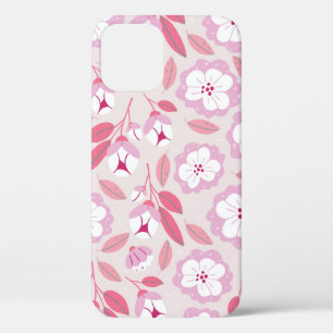 Seamless pattern with spring flowers herbs leaves iPhone 12 case