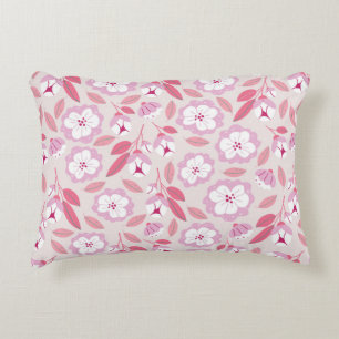 Seamless pattern with spring flowers herbs leaves decorative cushion