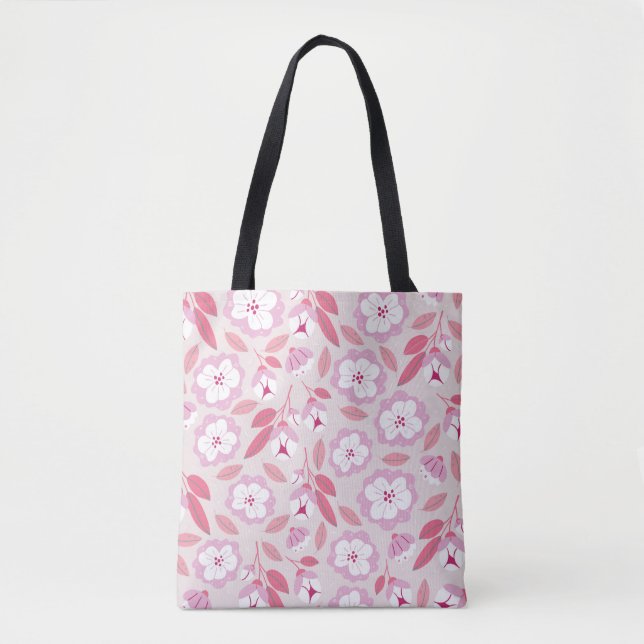 Seamless pattern with spring flowers herbs leaves tote bag (Front)