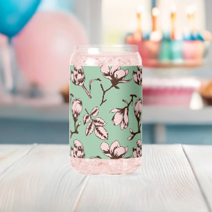 Seamless pattern with spring tree flower buds can glass