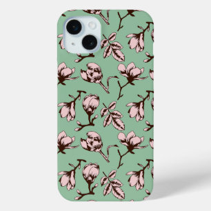 Seamless pattern with spring tree flower buds iPhone 15 mini case