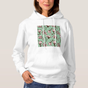 Seamless pattern with spring tree flower buds hoodie