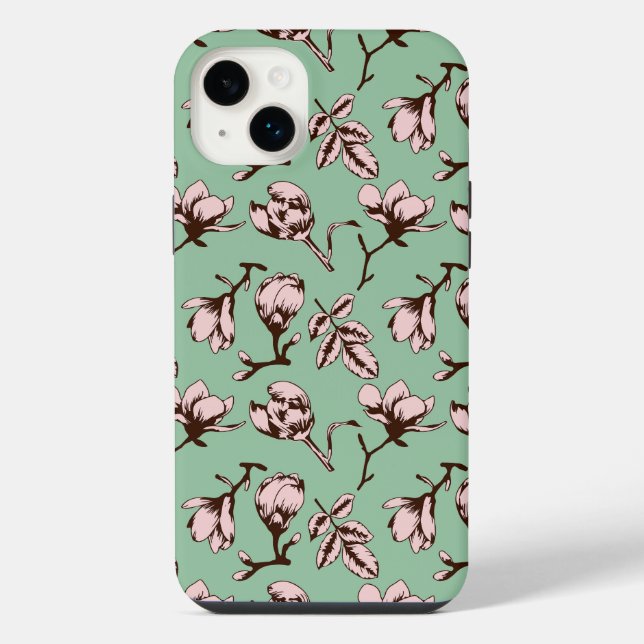 Seamless pattern with spring tree flower buds iPhone case (Back)