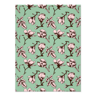 Seamless pattern with spring tree flower buds photo print