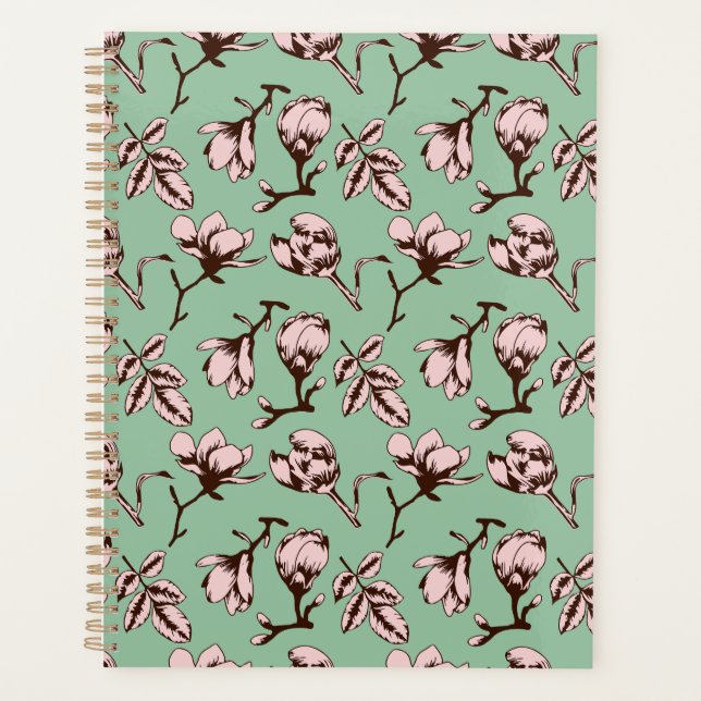 Seamless pattern with spring tree flower buds planner (Front)